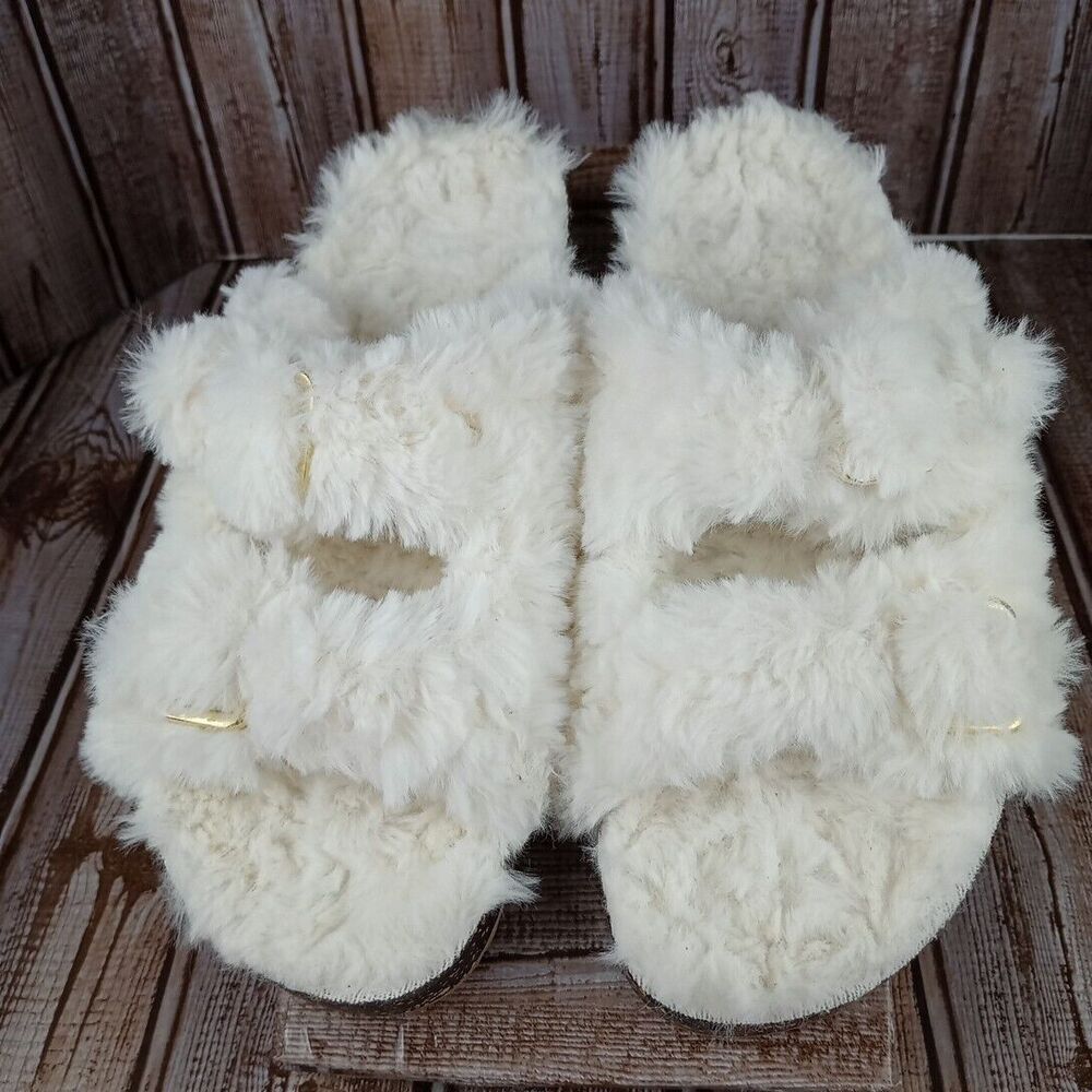 Secret Treasures Women's Size 11 White Faux Fur Slide Slipper Soft